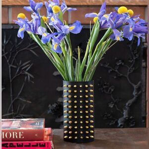 Dillon Spiked Leather Wrapped Vase Leather Wrapped Vase " The Emperor" (Black)